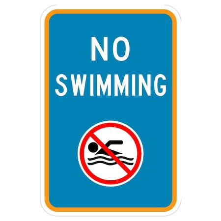 Sign Solutions Usa No Swimming (Logo), Aluminum, 18 in x 12 in DCS08DWT1218CUS00088
